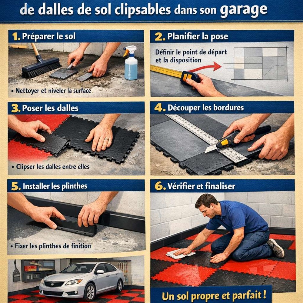 Les étapes indispensables pour réussir la pose de dalles de sol clipsables dans son garage